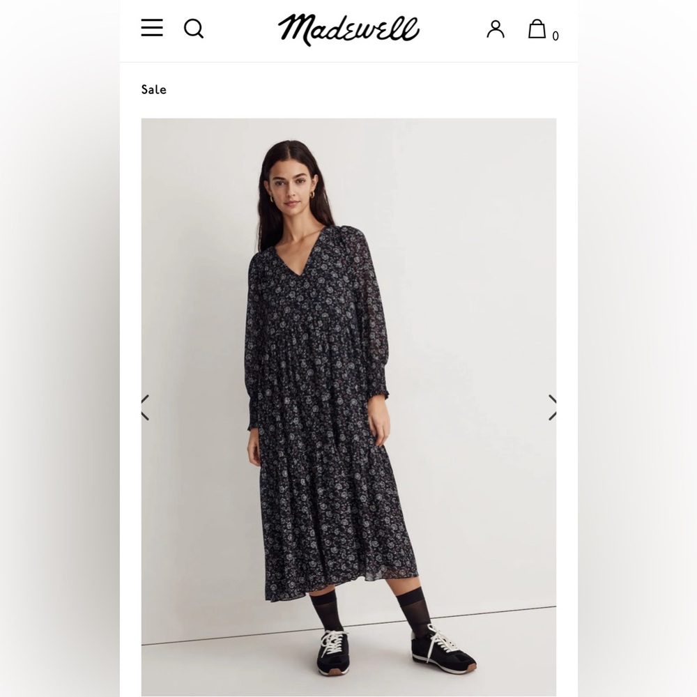 Madewell Georgette V-Neck Tiered Midi Dress in Enchanted Floral Med. oversized